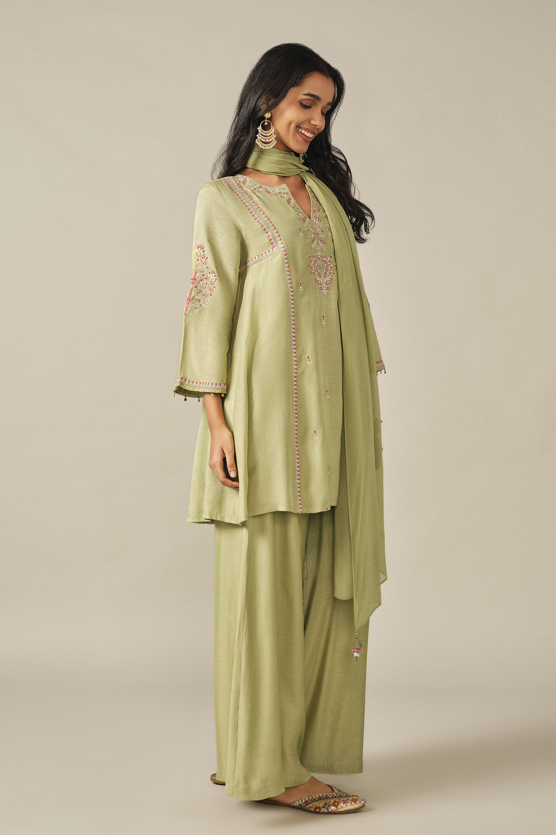 A-line Kurta Set in Sage, Sage Green, image 5